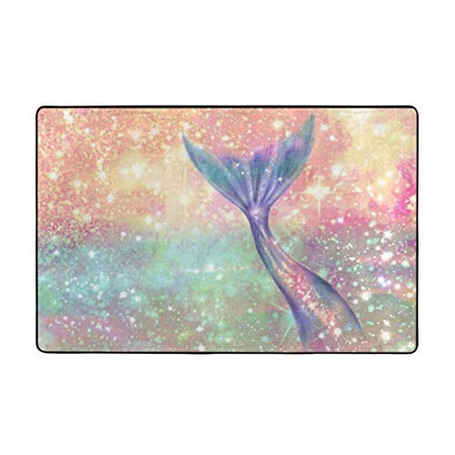 Bedroom Living Room Kitchen Extra Large Kitchen Rugs Home Decor - Magic Tail Glitter Pink Mermaid Floor Mat Doormats Fast Dry Toilet Bath Rug Yoga Mat Throw Rugs Runner