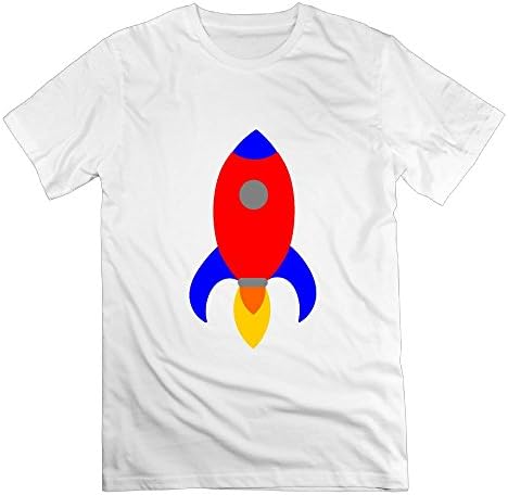 Blue Red Rocket Short Sleeves Cotton Tee Cute Shirts For Man Crew Neck