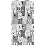 Wamika Cat Pattern Large Hand Towels Retro Grey Funny Cats Kitten Animals Towel Ultra Soft Highly Absorbent Multipurpose Bathroom Towel for Hand,Face,Gym,Sports and Spa Home Decor, 16x30 in