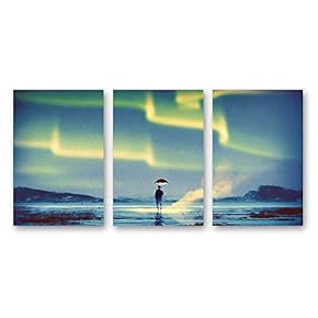 Canvas Wall Art Abstract Dream Place Landscape Painting Artwork for Home Prints Framed - 16"x24" x 3 Panels