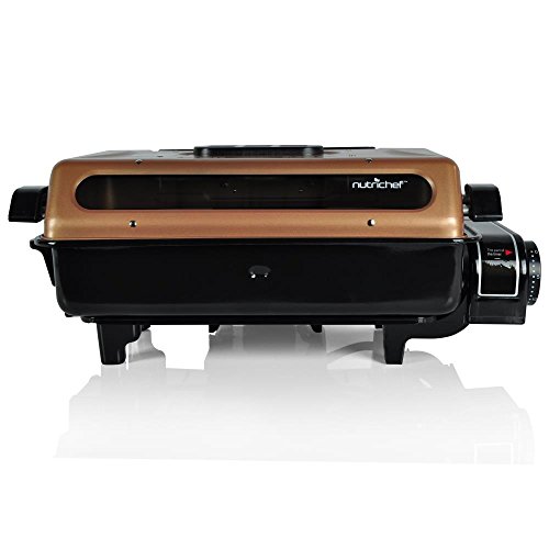 Nutrichef Electric Fish Grill Indoor Cooking Small Outdoor Backyard