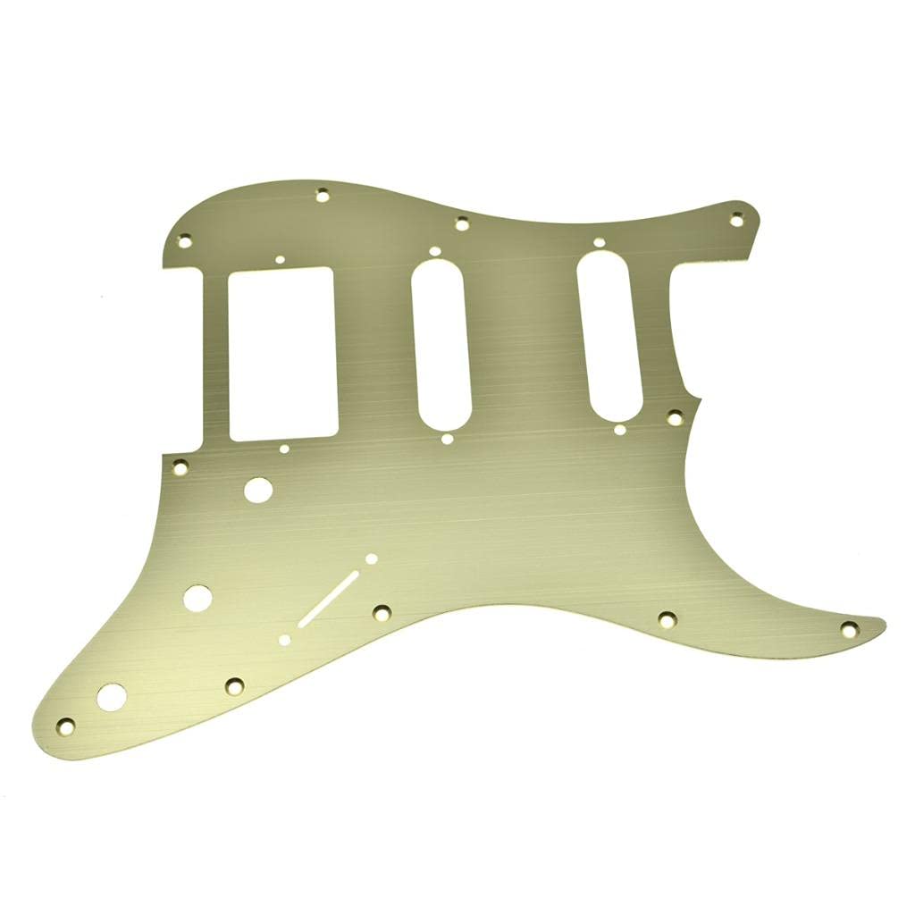 Dopro 11-Hole Aluminum Anodized Modern Style Strat HSS Guitar Pickguard Scratch Plate for American/Mexican FD Stratocaster Gold