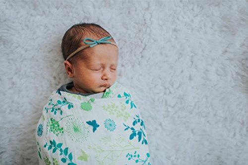 Organic Muslin Swaddle Blanket by Margaux & May - Dandelion & Meadow - 47 x 47 inch Ultra Soft Muslin Swaddle Blankets - Perfect Baby Shower Gift