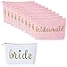 Samantha Margaret - Bride & Bridesmaid Canvas Makeup & Toiletry Bags for Bachelorette Parties, Weddings, Bridesmaid Gifts, Bridal Shower - 11 Piece Set (Pink)