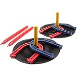 GSE Games & Sports Expert Rubber Horseshoe Game Set for Indoor and Outdoor, 4 Horseshoes (2 Red/2 Blue), 2 Rubber Mats with Posts, and 2 Plastic Stakes