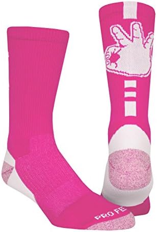 Pro Feet "3 Ball" Basketball/Athletic Crew Performance Socks-Hot Pink/White-Large