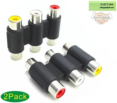 zdyCGTime(2pack-3-RCA Jacks to 3-RCA Jacks Coupler,Female to Female 3-RCA Adapter White/Red/Yellow (3 RCA)