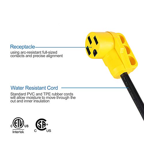 EPICORD RV Extension Cord(50Amp 36Ft power cable) Heavy Duty with Handle for Outdoor use(for Boat to Shore/RV),(3/C 6AWG+1/C 8AWG).SJTW,(14-50P) to (14-50R),(Truck/Trailer/Motorhome/Camper) - Thumbnail 4