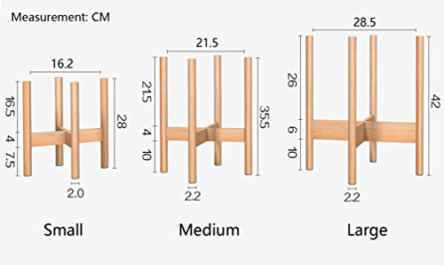 RISEON Mid Century Modern Plant Stand, Wood Indoor Flower Pot Holder Display Potted Rack Rustic,Large Wooden Floor Planter Stand (Planter Not Included) (Medium, Dark Brown)