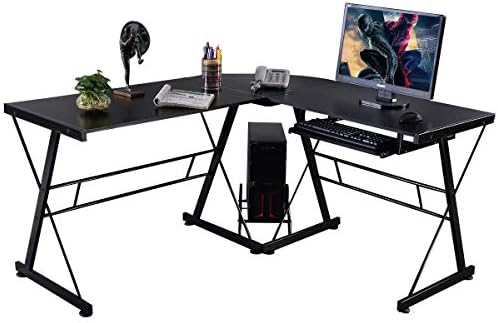 TNPSHOP Computer Desk L Shaped Desk Laptop Table w/Keyboard Tray Home Office Furniture
