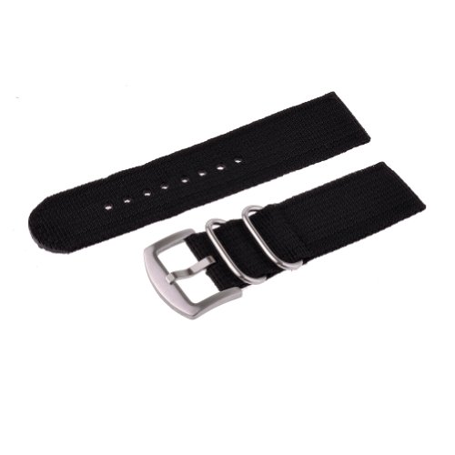 Neewer Black 22mm Thread Woven Stainless Steel Keeper Metal Buckle Nylon Watch Band Strap