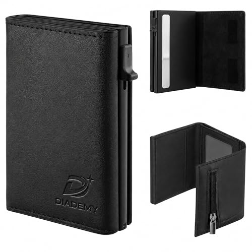 DIADEMY Men's Slim Wallet in Ultra High Quality Microfibre, Credit Card Holder for Men, Small but Large Size, RFID / NFC Card Holder, Coin Pocket, Magnetic Closure