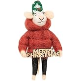 Bright Ideas Merry Christmas Puffer Mouse Felted Ornament