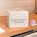Harbour Housewares Industrial Dishwasher Tablet Storage Tin - Vintage Style Steel Kitchen Storage Caddy with Lid - Cream