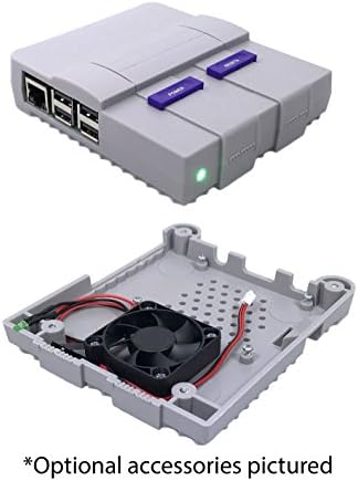 Super Tinytendo Case for Raspberry Pi 3, 2, Model B with Large Cooling Fan + Green LED Light