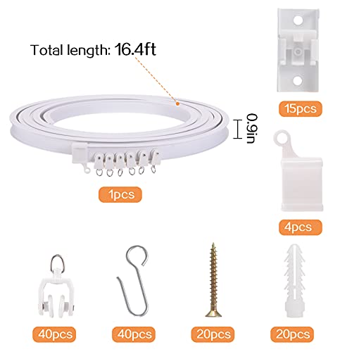 Curved Ceiling Curtain Track Kit, Flexible Bendable 16.4Ft Ceiling