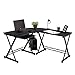 Fineboard Home Office L-Shaped Corner Desk, Black