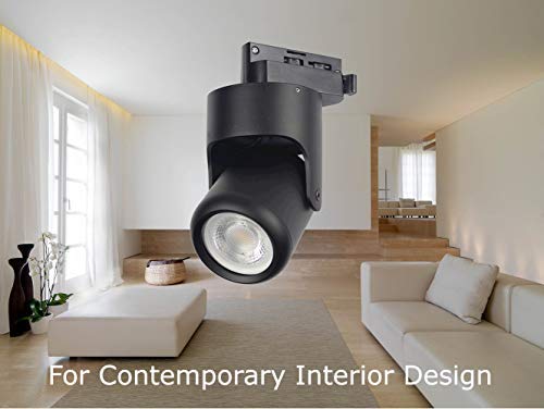 J.LUMI TRK1250 Track Light Head Hannover, Includes LED Bulb 5W 120V, 3000K Warm White, Contemporary Minimalist Design, on Halo Track System, Black Finish, Compatible Track Rail RAL3002 (not Included) - Thumbnail 4