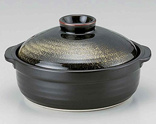 Kinka for 2-3 persons 8.6inch Donabe Japanese Hot pot Black Ceramic Made in Japan