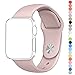 Apple Watch Series 1 Series 2 Band, HuanlongTM New Soft Silicone Sport Style Replacement Iwatch Strap for Apple Wrist Watch (Pink Sand 42mm S/M)