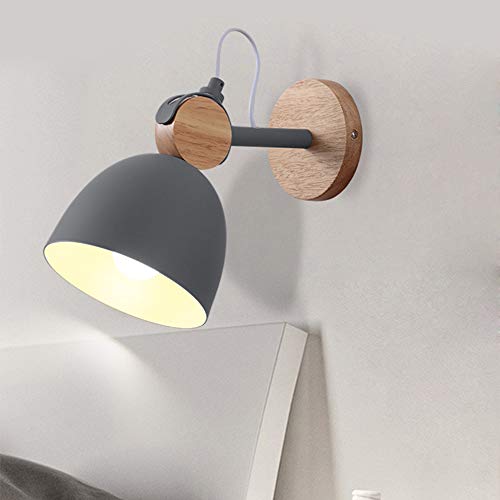 Sunsign moderna Creatividad lampara de pared arbotantes de interior Ángulo de iluminación ajustable led lights Candelabro enchufable de un solo cabezal E27, cubre foco, gris