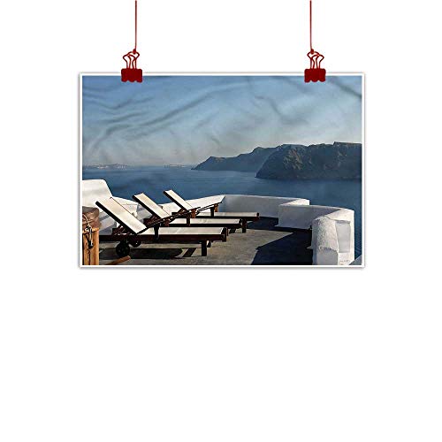 Anzhutwelve Outdoor Nature Inspiration Poster Wilderness Travel,Sunlounger Terrace Santorini 32"x24" for Boys Room Baby Nursery Wall Decor Kids Room Boys Gift