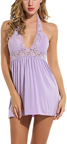 elomes Women's Sexy Lace Babydoll Nightwear featuring Lace With G-String