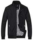 Chouyatou Men's Active Lightweight Softshell Zipper Bomber Jacket (Medium, Black)