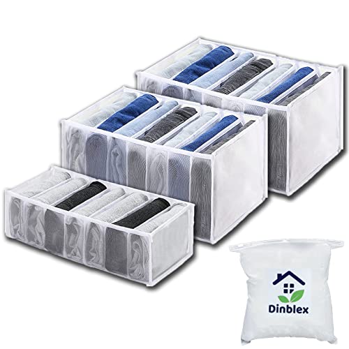 DINBLEX Wardrobe Clothes Organizer 3 Pack, Drawer Organizers For