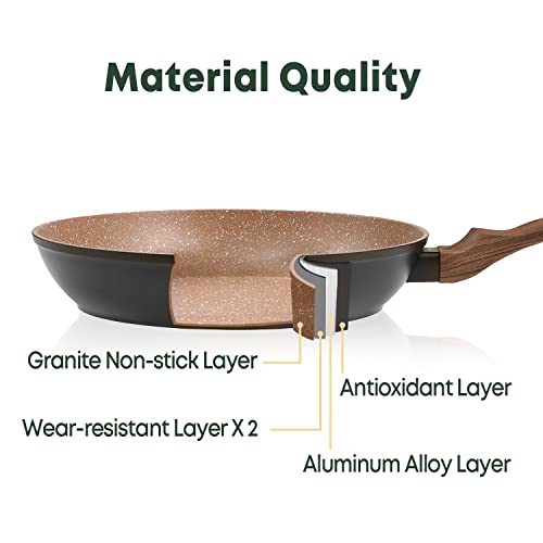 Ecowin 10 Inch Skillet, Frying Omelet Pan Nonstick Granite Coating Free