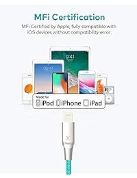 Xcentz - Cargador para iPhone (2 unidades), cable Lightning certificado por Apple MFi de aleación de zinc premium, cable de carga rápida de nailon trenzado para iPhone X XS XS Max XR 8 8 Plus 7 7 Plus 6 6S 5S, 6 pies
