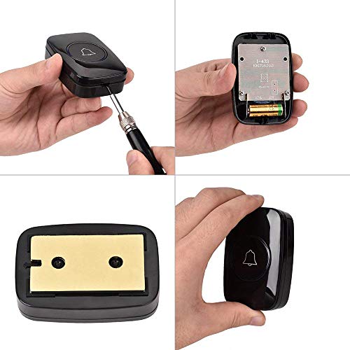 Waterproof Wireless Doorbell Kit, YIHUNION Chime Operated over 1000ft with 1 Remote Button and 1 Plug-in Receiver Operating for Office and Home (1 Transmitter + 1 Receiver (Black)) - Thumbnail 4