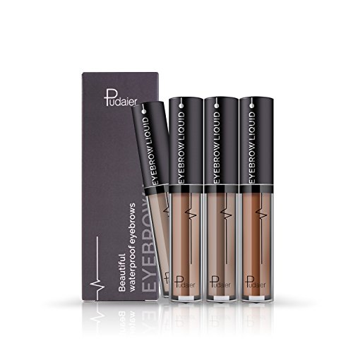 Pudaier Professional Eye Brow Brand Cosmetics Long Lasting Pigments Black Brown Waterproof Eyebrow Liquid Makeup with Brush (01) - Thumbnail 3