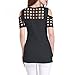 Tulucky Women's Cold Shoulder Hollow Out Tee Shirts Short Sleeve Casual Tops