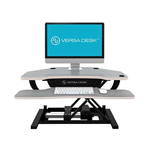VersaDesk Power Pro Corner - 36" Electric Height-Adjustable Standing Desk - Sit to Stand Desktop with Keyboard and Mouse Tray - Gray - Thumbnail 2