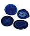 AMOYSTONE Natural Stone Coasters Set of 4 Blue Agate Crystal Coasters 3-3.5