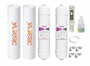 Dissora Classic 10 Inch Inline Filter Cartridge Set (Sediment, Pre Activated Carbon, PP Spun Candle Filter Cartridge and TDS Meter) for All Brands All Models RO UV UF Water Purifier, Pack of 8