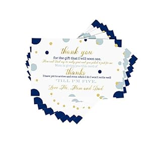 Navy and Gold Baby Shower Thank You Postcards (15 Pack) Notecards Only – Eco-friendly – Printed 4×6 – Paper Clever Party