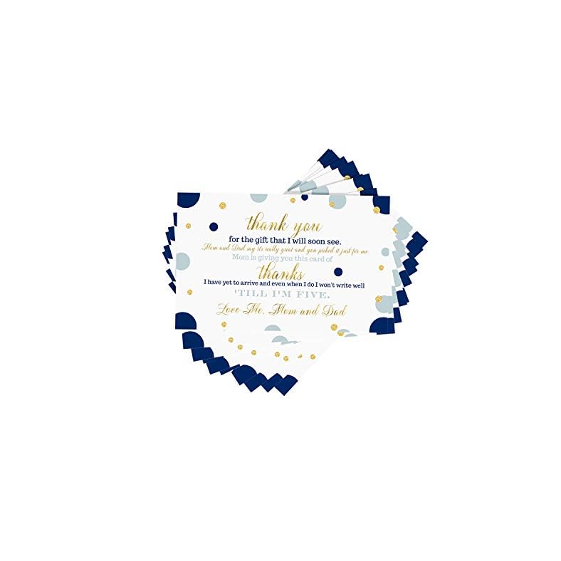Navy and Gold Baby Shower Thank You Postcards (15 Pack) Notecards Only – Eco-friendly – Printed 4×6 – Paper Clever Party