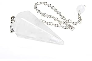 Wixine 1Pcs Crystal White Point Crystal Quartz Dowsing Pendulum Scrying Dowser