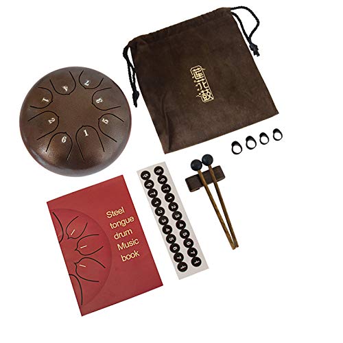 Luvay Steel Tongue Drum - 8 Notes 6 inches - Percussion Instrument - with Pouch, Book, Mallets, Finger Picks