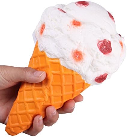 Kayoon 7.5" Random Color Jumbo Sweet Strawberry Ice Cream Squishies Super 20 Seconds Slow Rising Scented Bread Stress Release Toy Gift