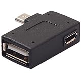 Fun-Home 2-in-1 Powered Left Angle USB 2.0 Micro Male to USB Female Host OTG Adapter for Samsung, Firestick，Playstation Class