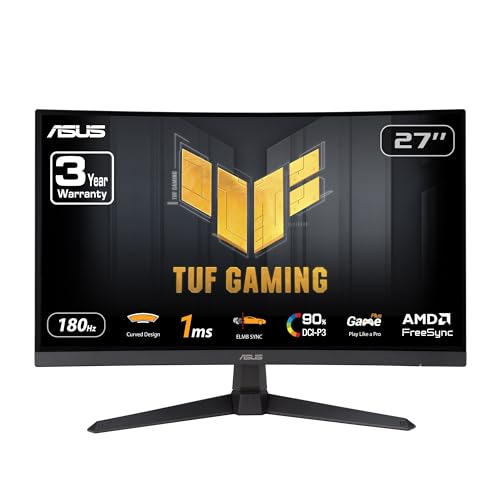 ASUS TUF Gaming VG27VQ3B 27 Inch 1080p 180Hz HDR Curved Gaming Monitor