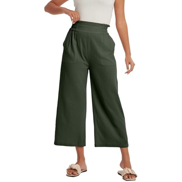 Yocur Women Summer Beach Vacation Pants Linen Pants Plus Size