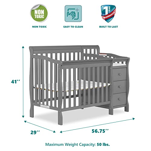 Dream On Me Jayden 4in1 Mini Convertible Crib And Changer in Storm