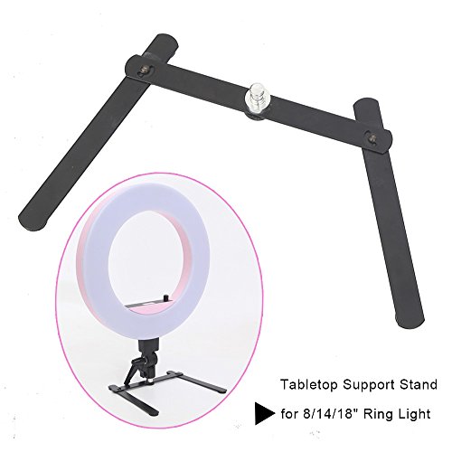 Portable LED Ring Light Desktop Stand Support Cellphone Bracket for Make up, Selfie, Live Webcast, Youtube, Facebook, Ins, Photography Video Shooting - Black
