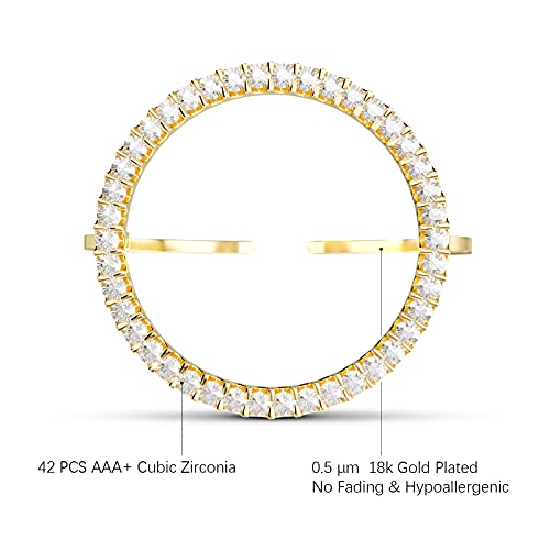 UHIBROS 18k Gold Plated Stackable Rings For Women CZ Simulated Diamond Circle Ring Minimalist Fashion Dainty Rings