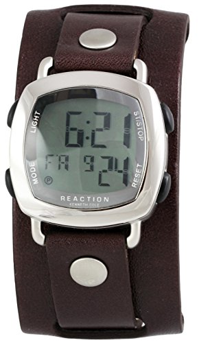 Kenneth Cole Reaction Men's Digital Steel Watch Brown Leather Strap RK5015