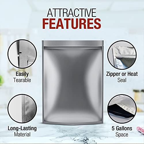 TekUnlimited Pack of 10 5 GALLON Mylar Bags with 15 (2000cc) Oxygen